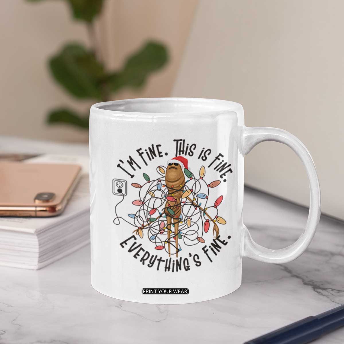 Marcus The Worm Christmas Meme Coffee Mug I'm Fine Everything is Fine TS10 Print Your Wear