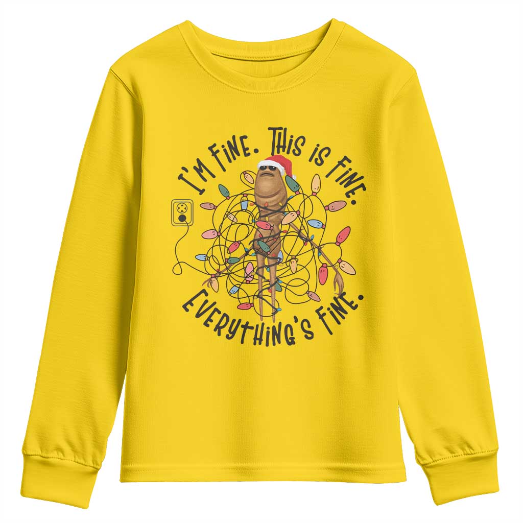 Marcus The Worm Christmas Meme Youth Sweatshirt I'm Fine Everything is Fine TS10 Daisy Print Your Wear