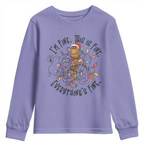 Marcus The Worm Christmas Meme Youth Sweatshirt I'm Fine Everything is Fine TS10 Violet Print Your Wear