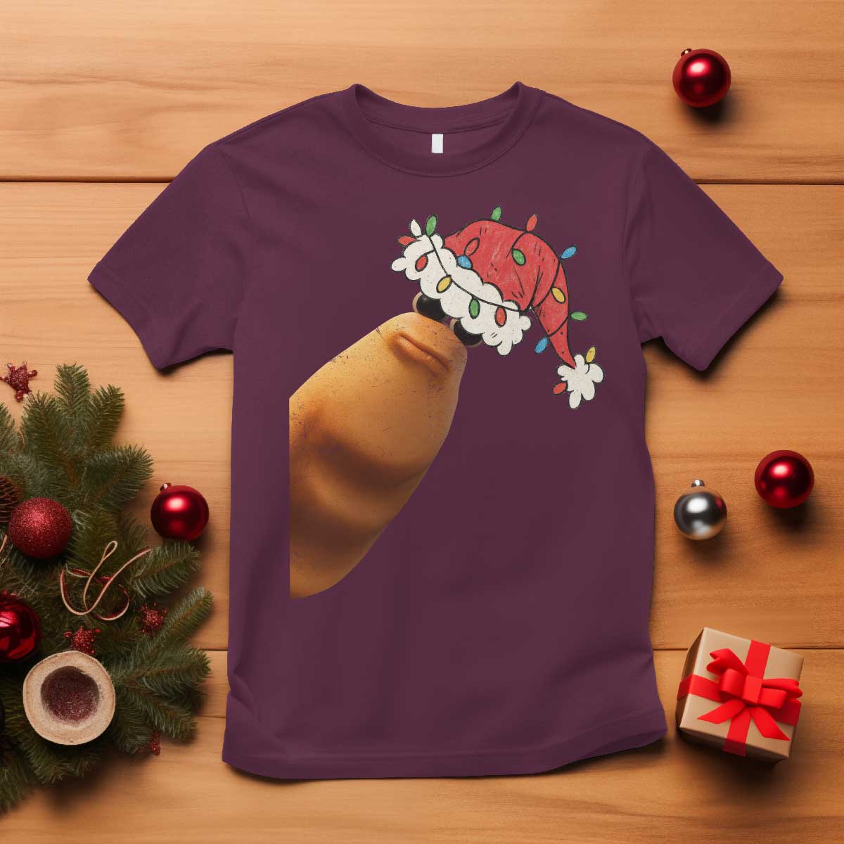 Marcus The Worm Christmas T Shirt Funny Internet Brainrot Meme TS10 Maroon Print Your Wear