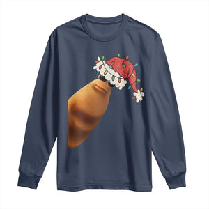 Marcus The Worm Christmas Long Sleeve Shirt Funny Internet Brainrot Meme TS10 Navy Print Your Wear