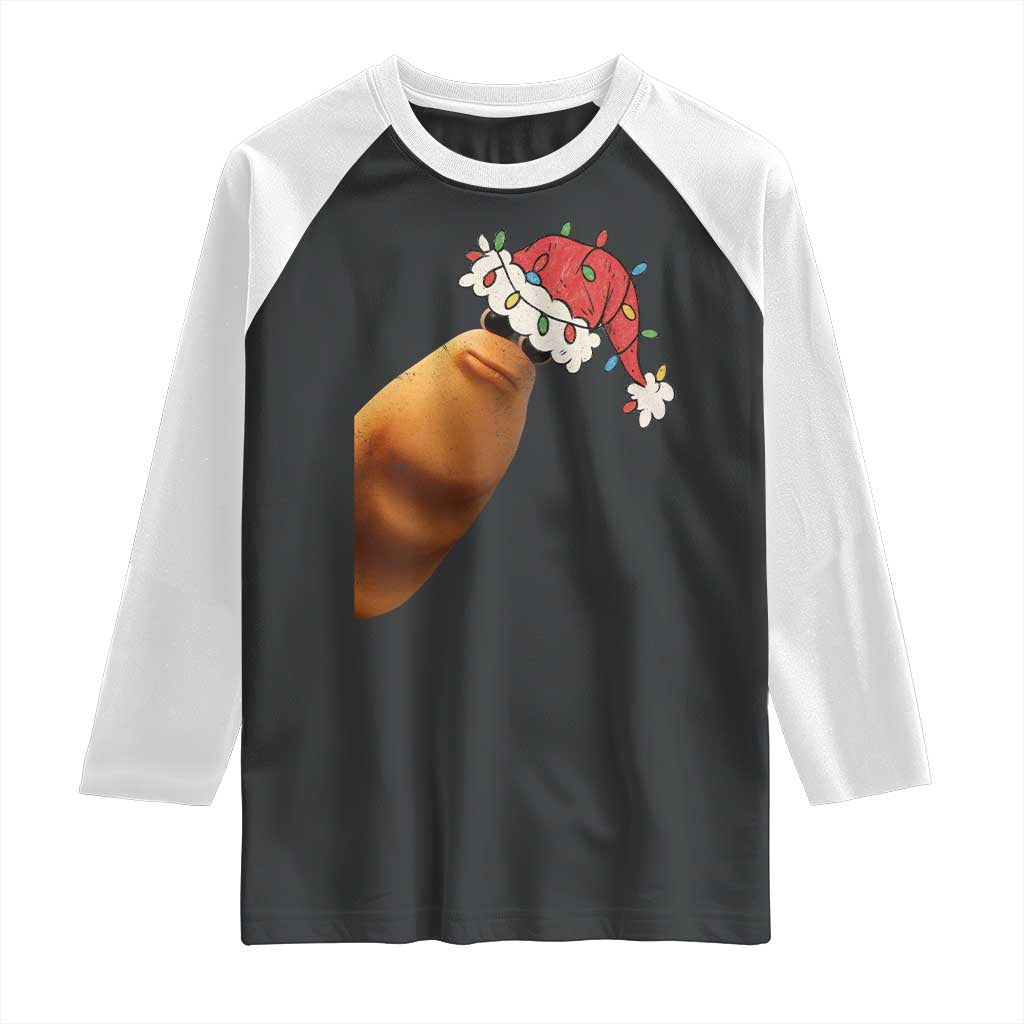 Marcus The Worm Christmas Raglan Shirt Funny Internet Brainrot Meme TS10 Black White Print Your Wear