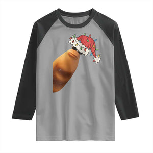 Marcus The Worm Christmas Raglan Shirt Funny Internet Brainrot Meme TS10 Sport Gray Black Print Your Wear