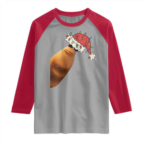 Marcus The Worm Christmas Raglan Shirt Funny Internet Brainrot Meme TS10 Sport Gray Red Print Your Wear