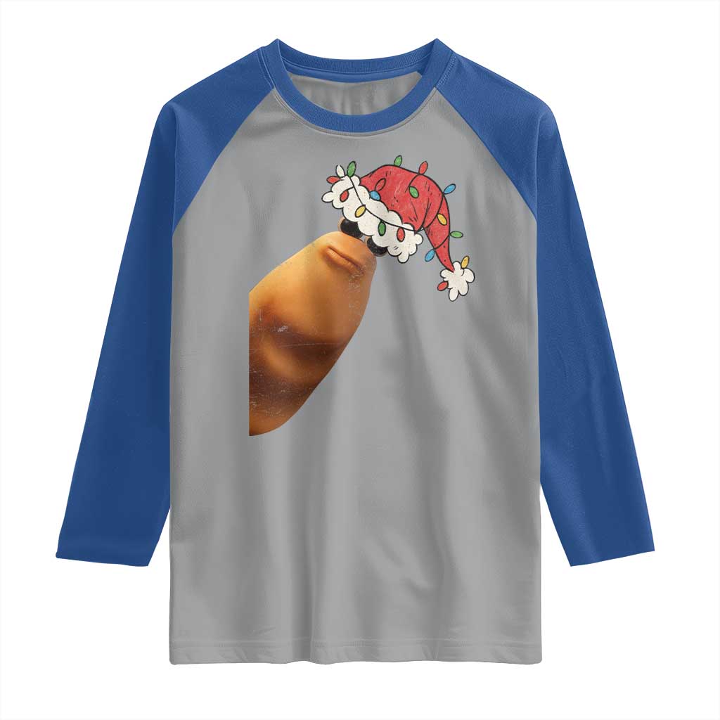 Marcus The Worm Christmas Raglan Shirt Funny Internet Brainrot Meme TS10 Sport Gray Royal Print Your Wear