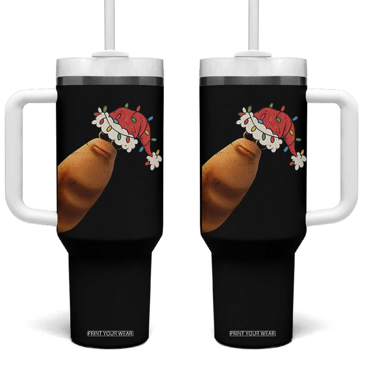 Marcus The Worm Christmas Tumbler With Handle Funny Internet Brainrot Meme TS10 One Size: 40 oz Black Print Your Wear