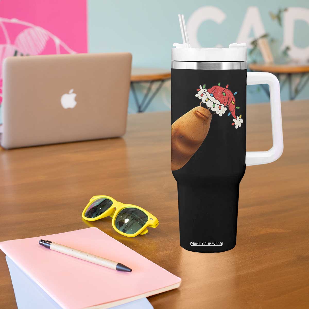 Marcus The Worm Christmas Tumbler With Handle Funny Internet Brainrot Meme TS10 Print Your Wear