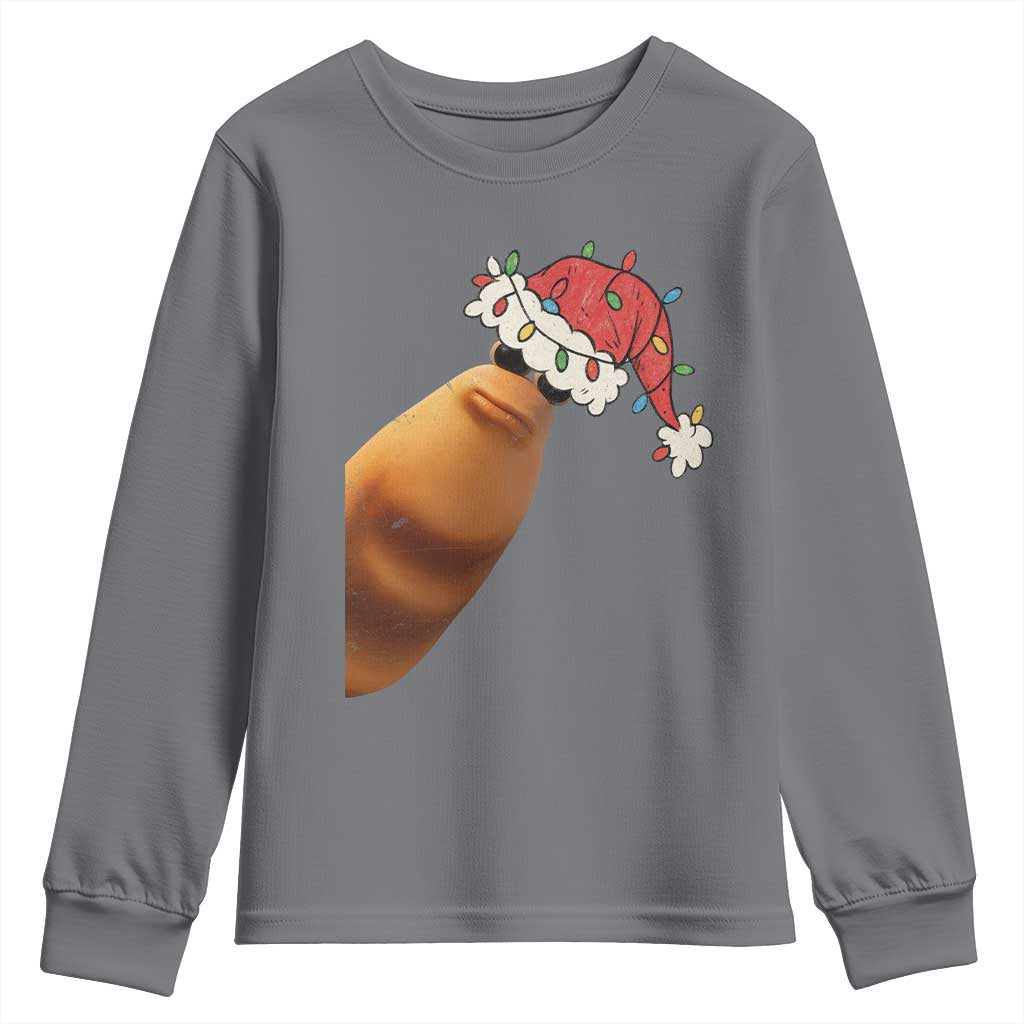 Marcus The Worm Christmas Youth Sweatshirt Funny Internet Brainrot Meme TS10 Charcoal Print Your Wear
