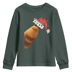 Marcus The Worm Christmas Youth Sweatshirt Funny Internet Brainrot Meme TS10 Dark Forest Green Print Your Wear