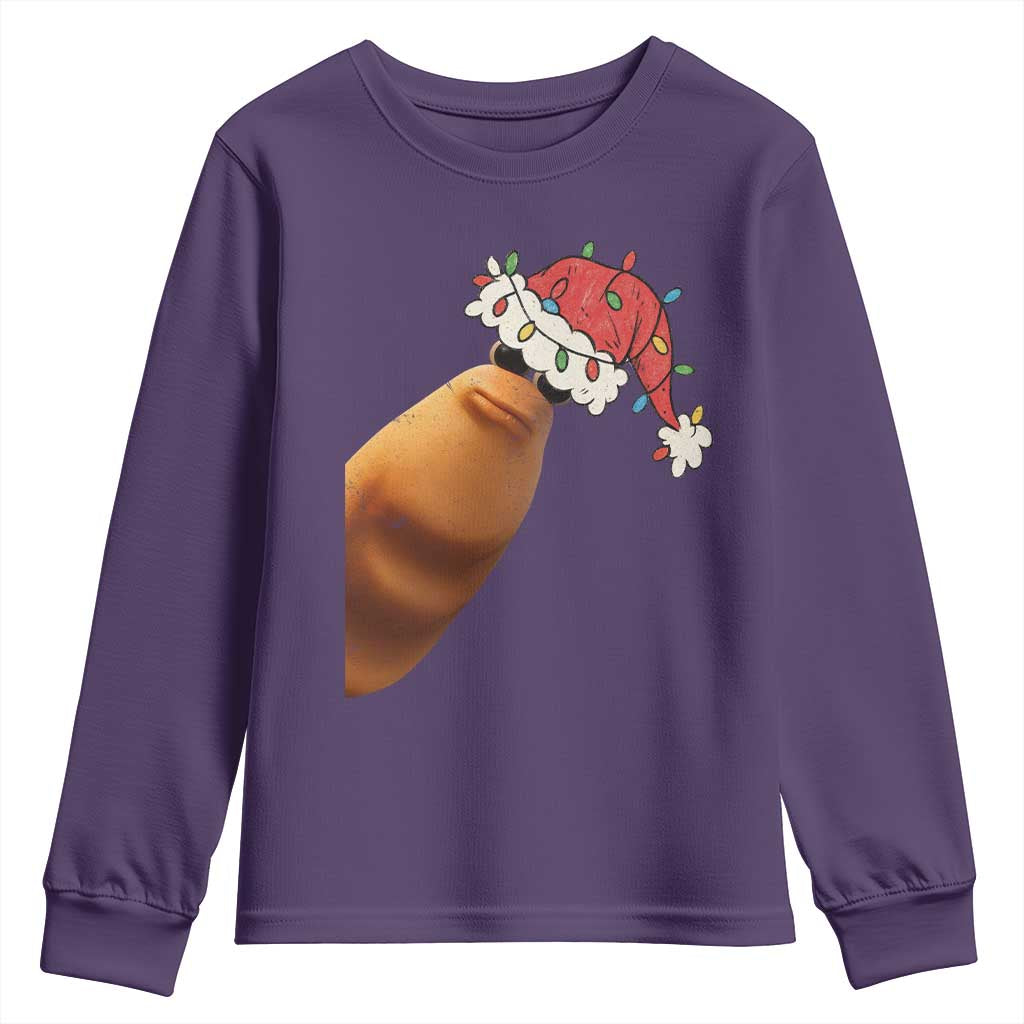 Marcus The Worm Christmas Youth Sweatshirt Funny Internet Brainrot Meme TS10 Purple Print Your Wear