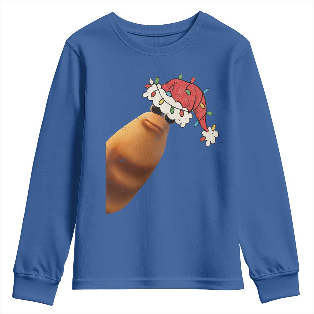 Marcus The Worm Christmas Youth Sweatshirt Funny Internet Brainrot Meme TS10 Royal Blue Print Your Wear