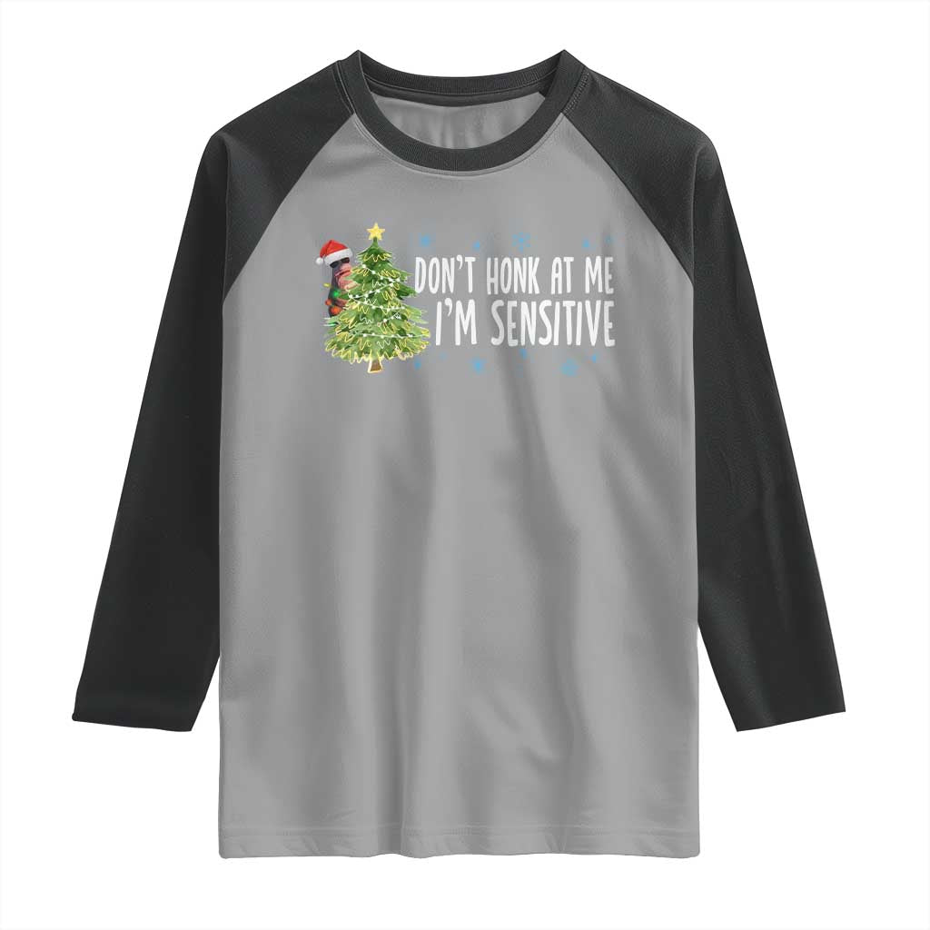 Christmas Marcus The Worm Raglan Shirt Dont Honk At Me Im Sensitive Funny Brainrot Meme TS10 Sport Gray Black Print Your Wear