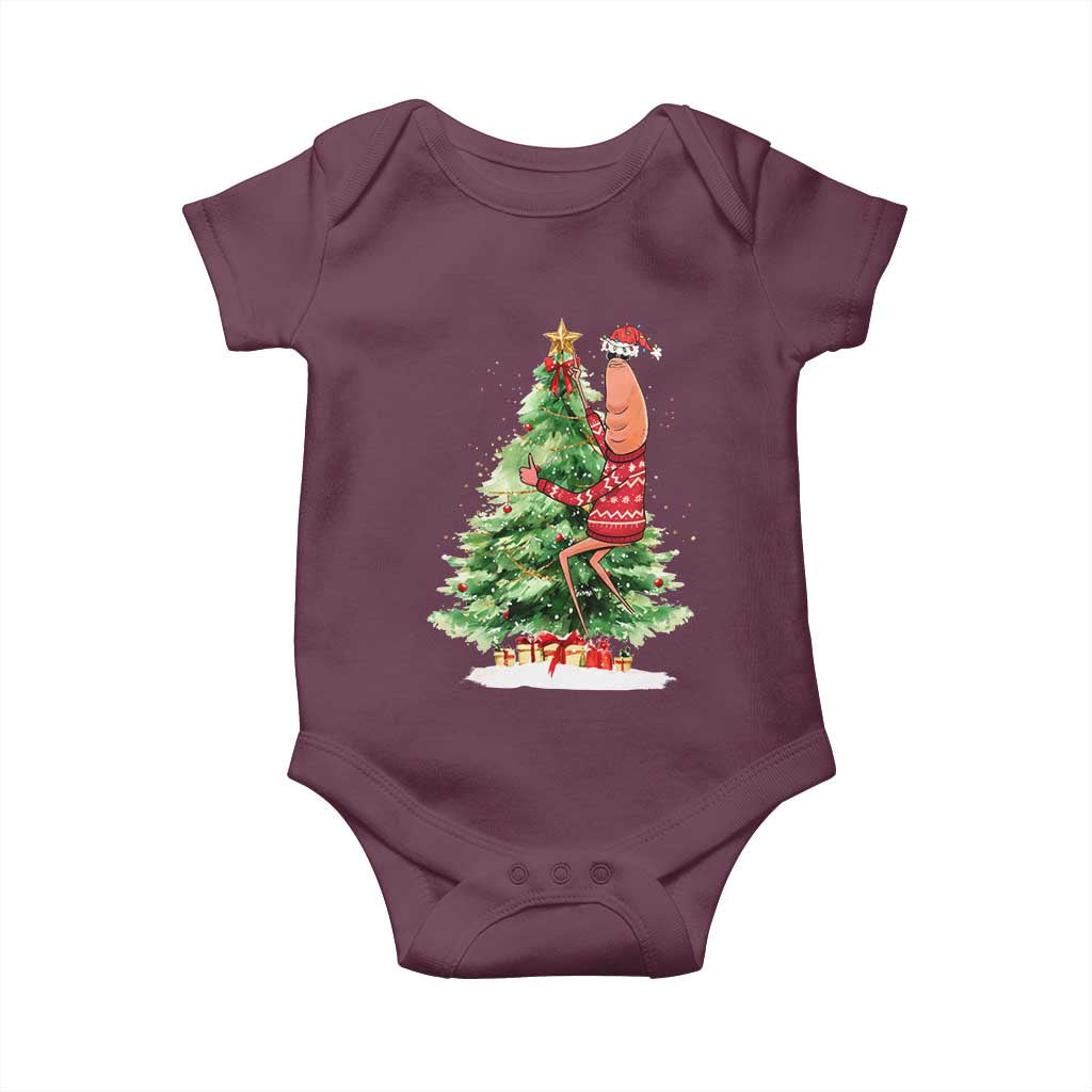 Marcus The Worm Christmas Baby Onesie Funny Brain Rot Meme TS10 Maroon Print Your Wear