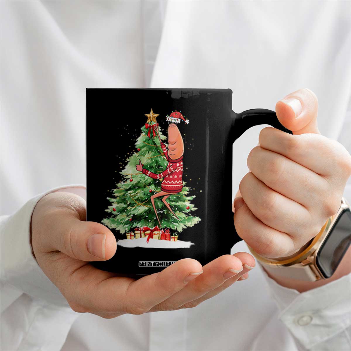 Marcus The Worm Christmas Coffee Mug Funny Brain Rot Meme TS10 Print Your Wear