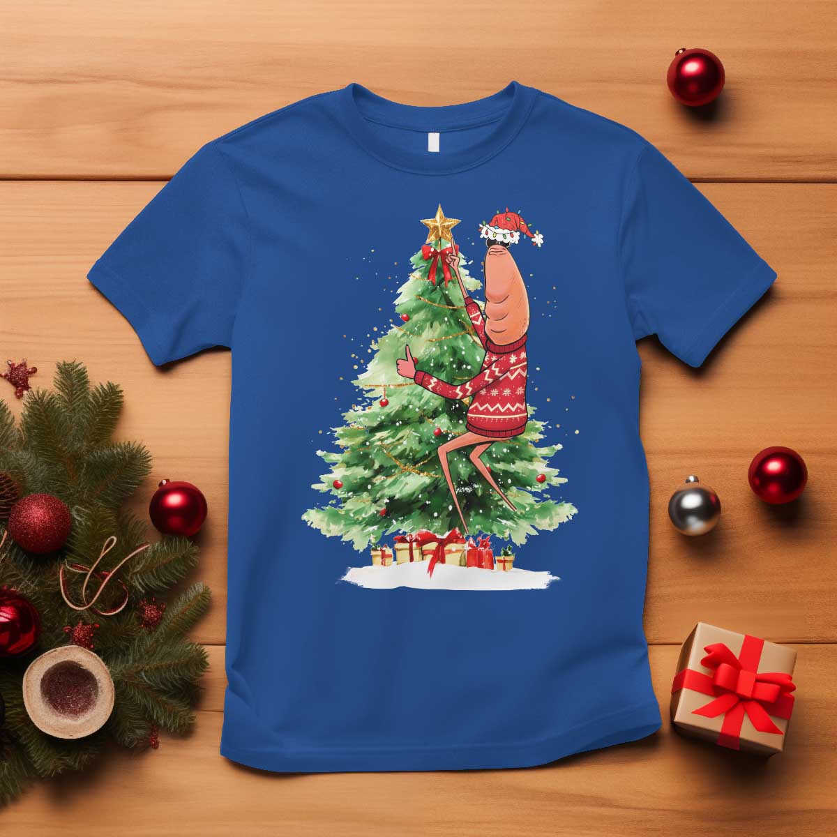 Marcus The Worm Christmas T Shirt Funny Brain Rot Meme TS10 Royal Blue Print Your Wear