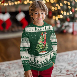 Marcus The Worm Xmas Ugly Christmas Sweater Funny Brain Rot Meme TS10 Forest Green Beige Print Your Wear
