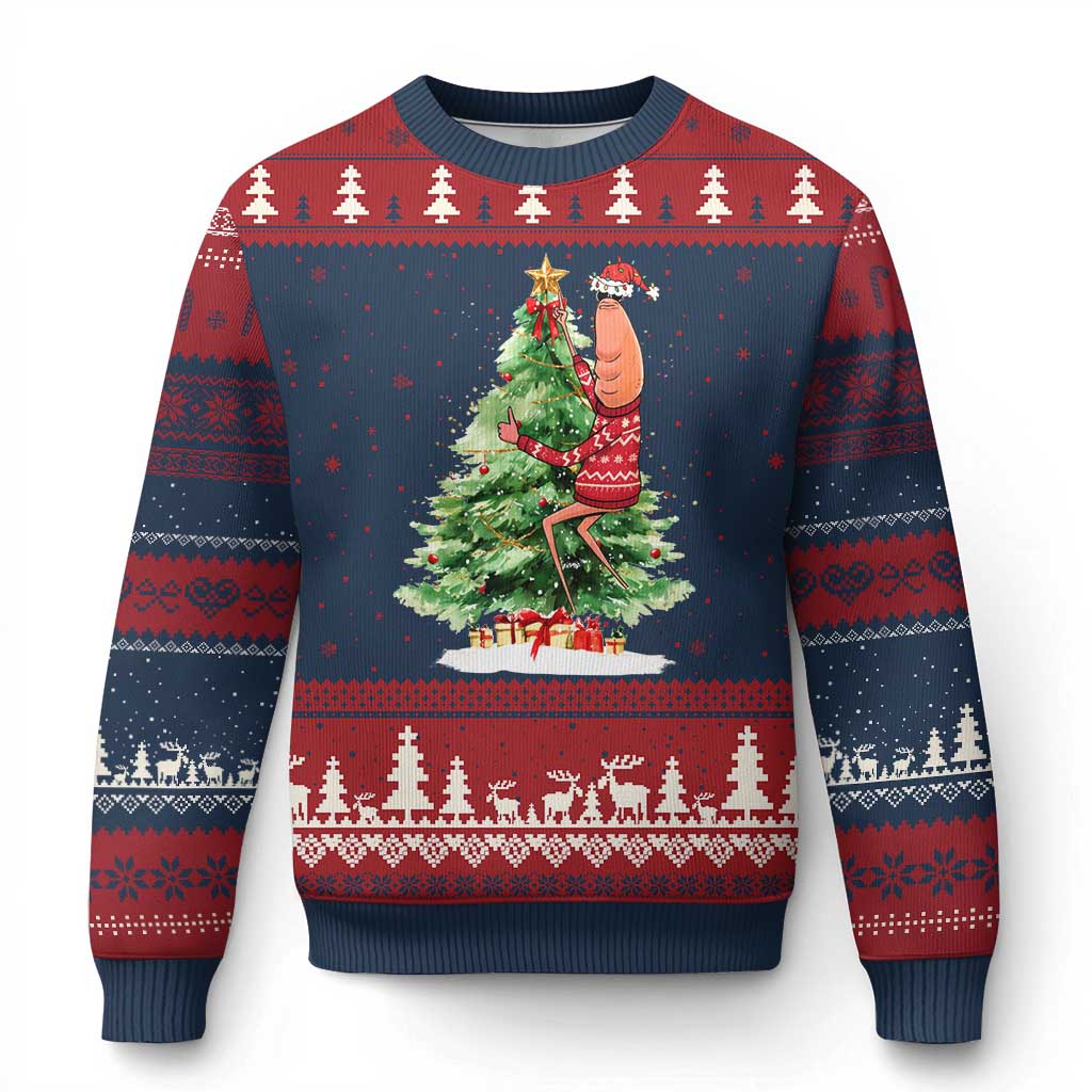 Marcus The Worm Xmas Ugly Christmas Sweater Funny Brain Rot Meme TS10 Navy Red Print Your Wear