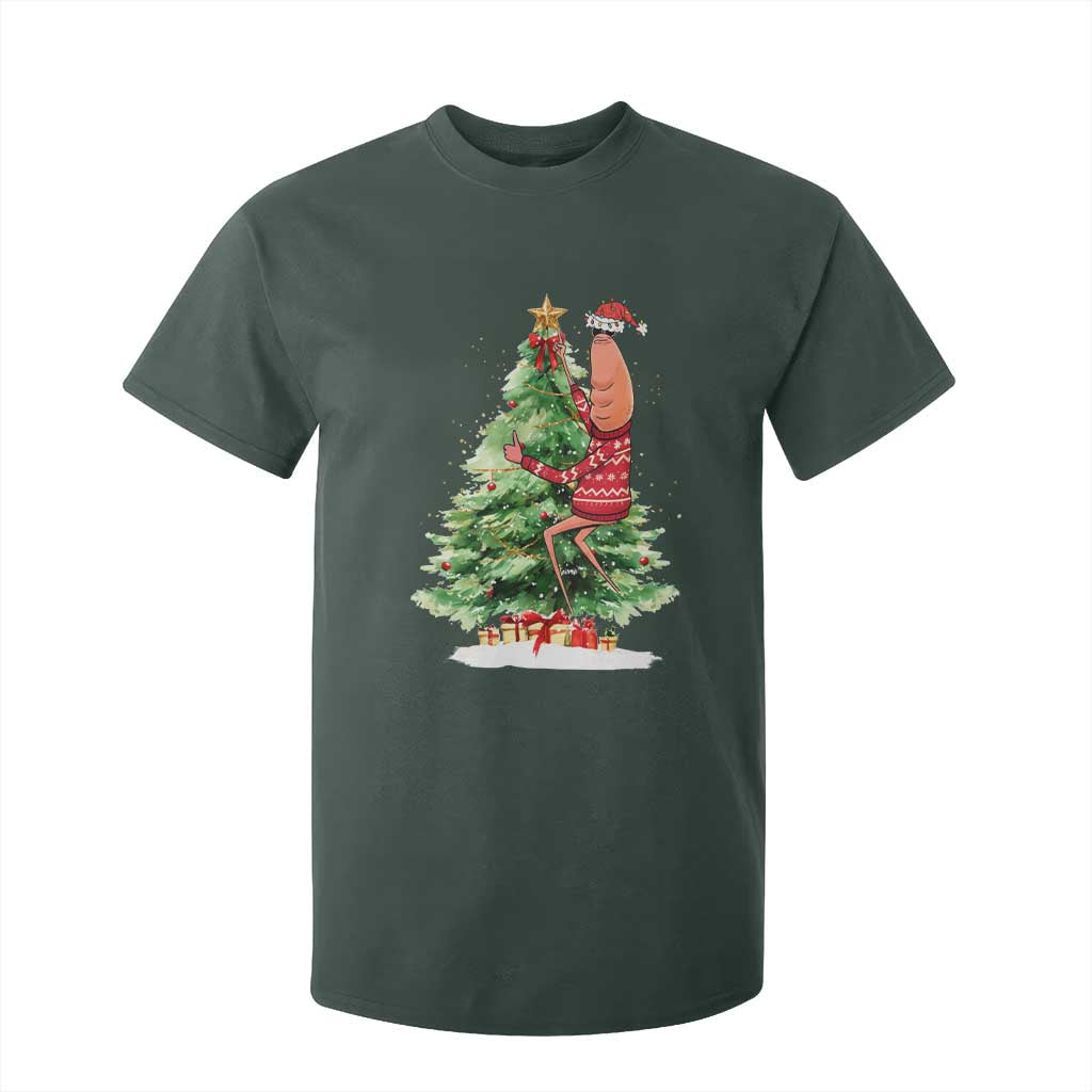 Marcus The Worm Christmas T Shirt For Kid Funny Brain Rot Meme TS10 Dark Forest Green Print Your Wear