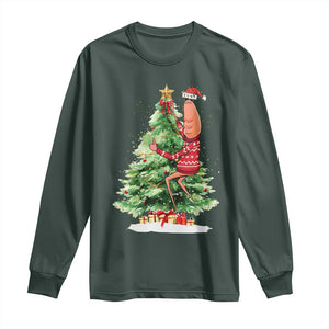 Marcus The Worm Christmas Long Sleeve Shirt Funny Brain Rot Meme TS10 Dark Forest Green Print Your Wear