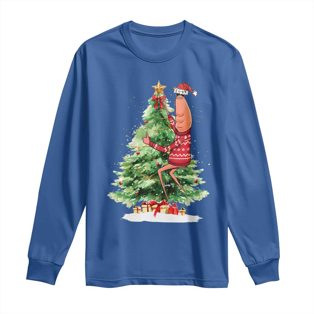 Marcus The Worm Christmas Long Sleeve Shirt Funny Brain Rot Meme TS10 Royal Blue Print Your Wear