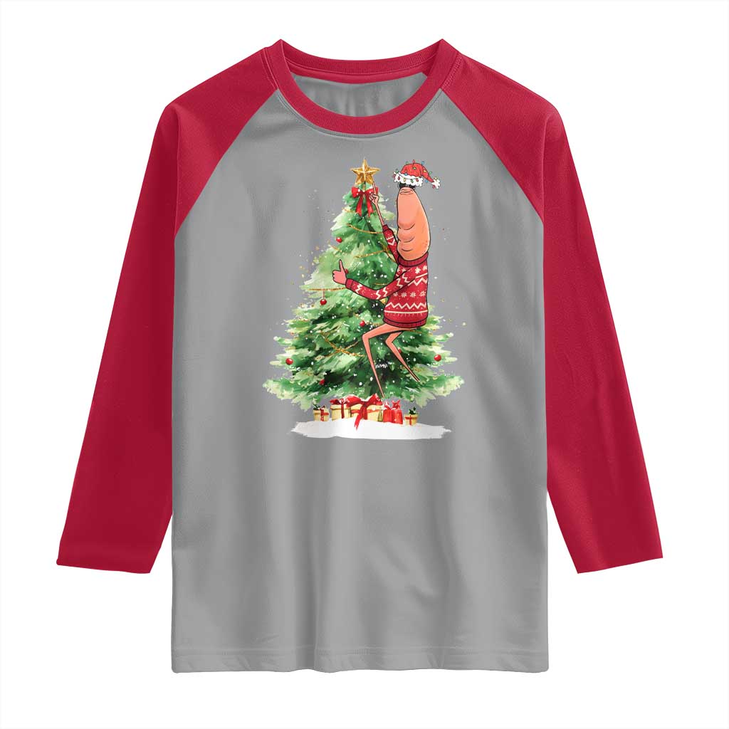Marcus The Worm Christmas Raglan Shirt Funny Brain Rot Meme TS10 Sport Gray Red Print Your Wear