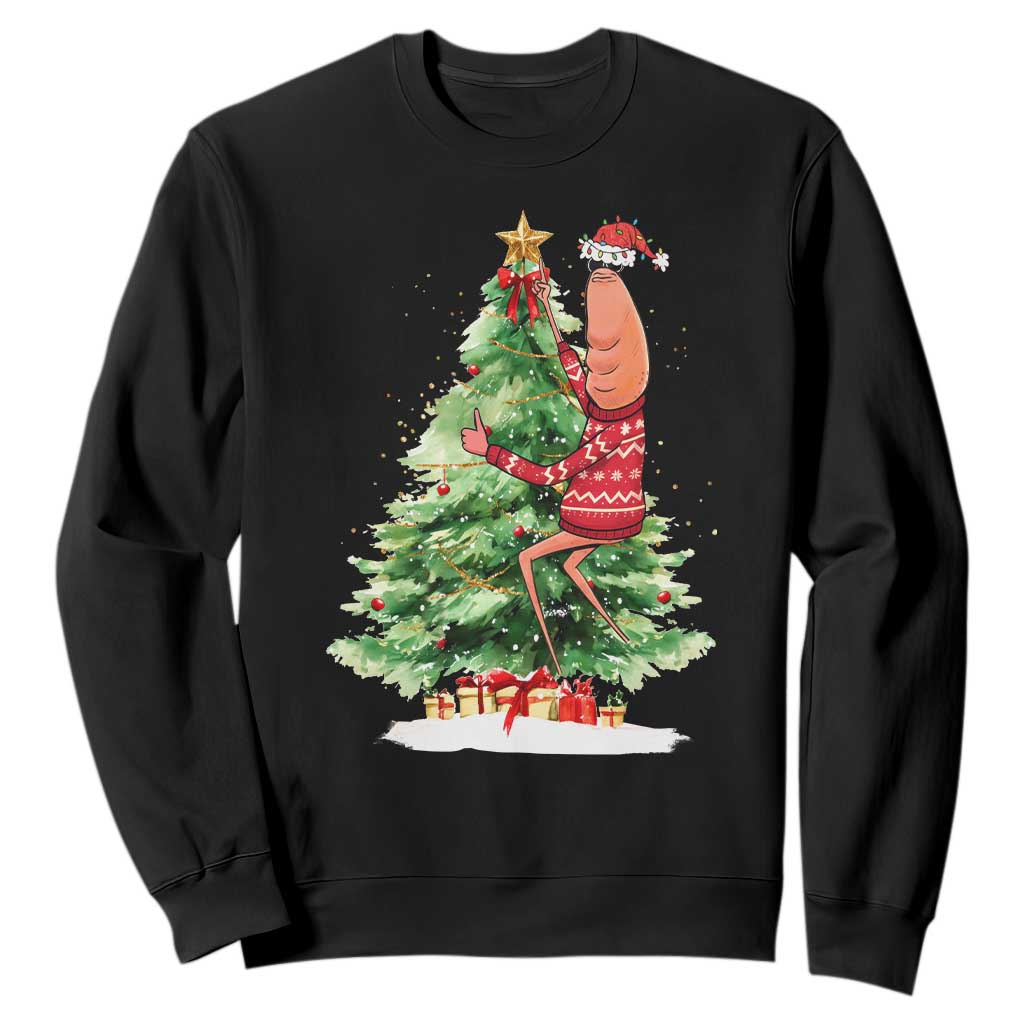 Marcus The Worm Christmas Sweatshirt Funny Brain Rot Meme TS10 Black Print Your Wear