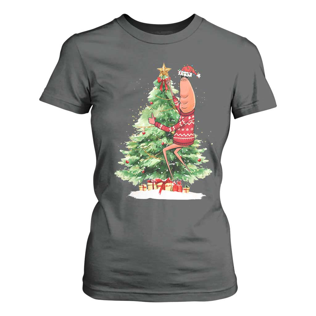 Marcus The Worm Christmas T Shirt For Women Funny Brain Rot Meme TS10 Dark Heather Print Your Wear