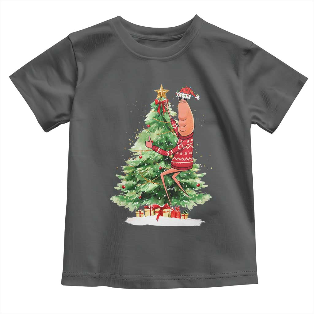 Marcus The Worm Christmas Toddler T Shirt Funny Brain Rot Meme TS10 Dark Heather Print Your Wear