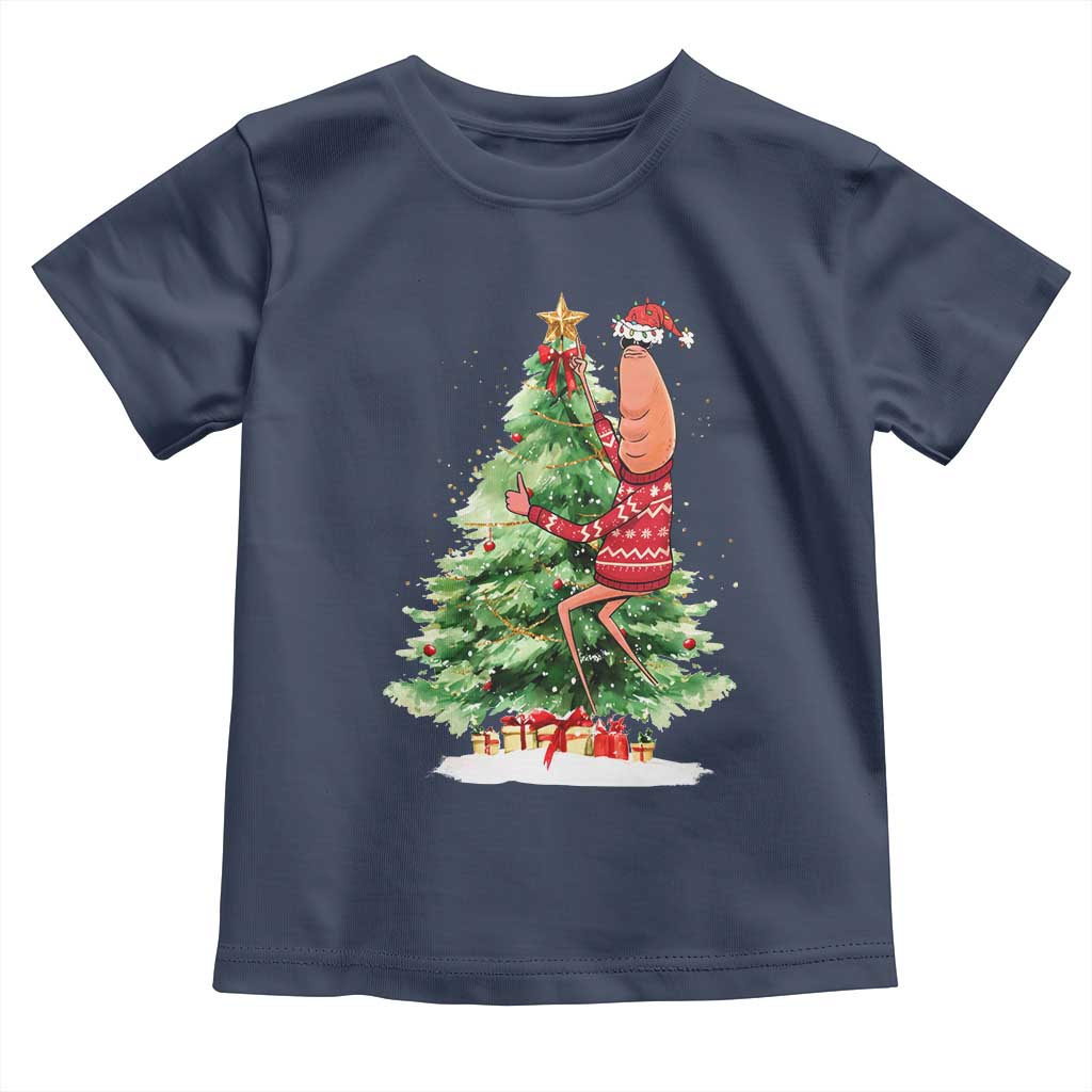 Marcus The Worm Christmas Toddler T Shirt Funny Brain Rot Meme TS10 Navy Print Your Wear