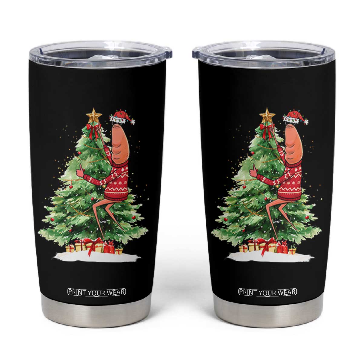 Marcus The Worm Christmas Tumbler Cup Funny Brain Rot Meme TS10 Black Print Your Wear