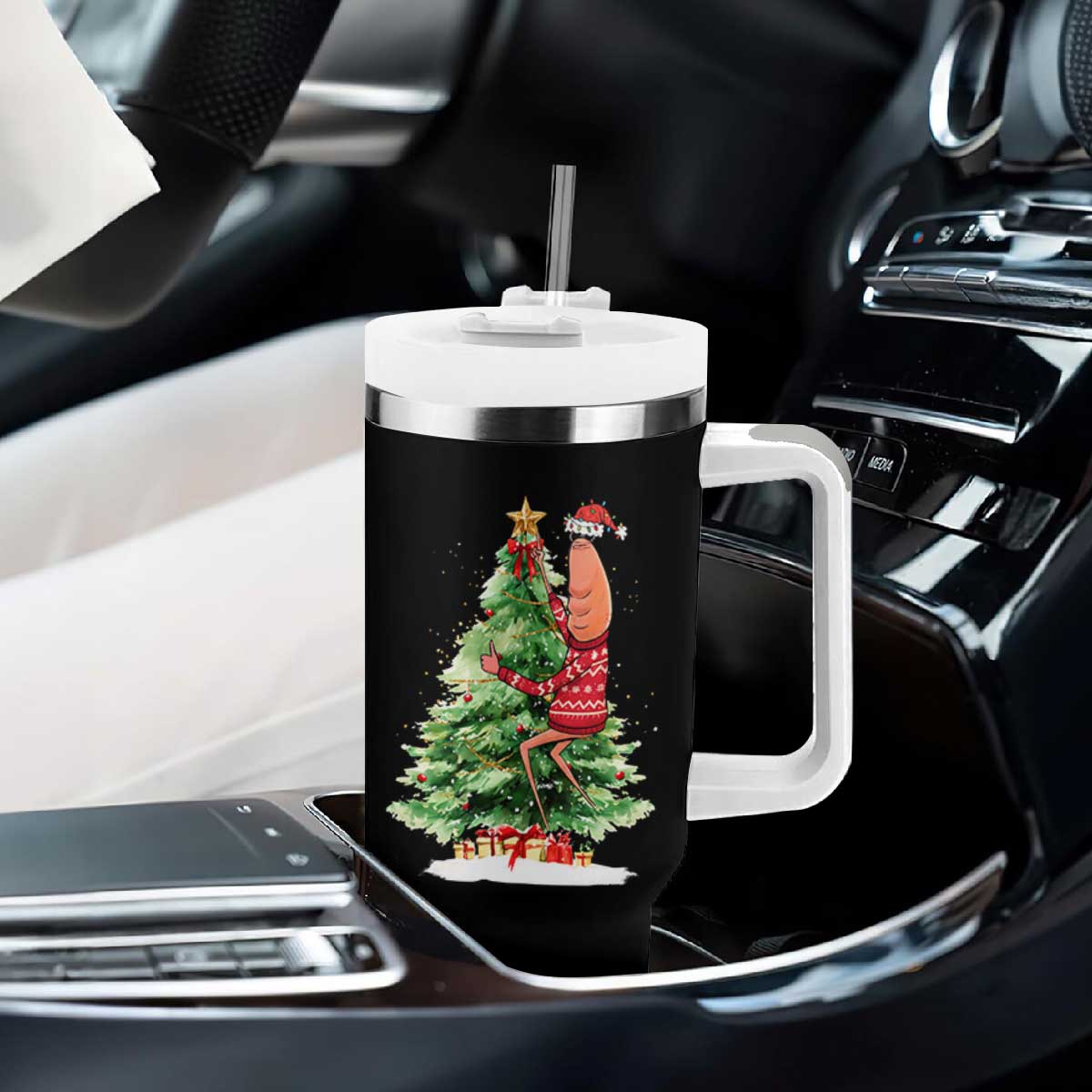 Marcus The Worm Christmas Tumbler With Handle Funny Brain Rot Meme TS10 Print Your Wear