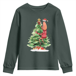 Marcus The Worm Christmas Youth Sweatshirt Funny Brain Rot Meme TS10 Dark Forest Green Print Your Wear