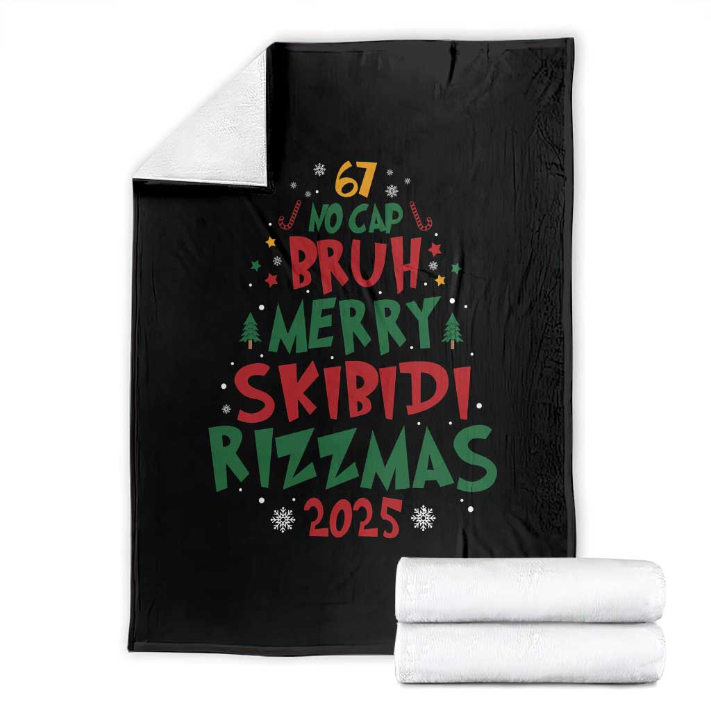 Funny Six Seven 67 Meme Christmas Tree Throw Blanket Funny 6 7 Bruh Gen Alpha Slang Viral Meme TS10 Black Print Your Wear
