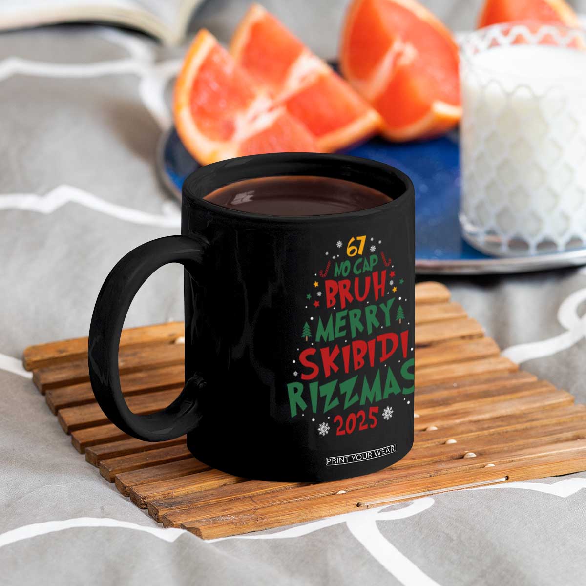 Funny Six Seven 67 Meme Christmas Tree Coffee Mug Funny 6 7 Bruh Gen Alpha Slang Viral Meme TS10 Print Your Wear