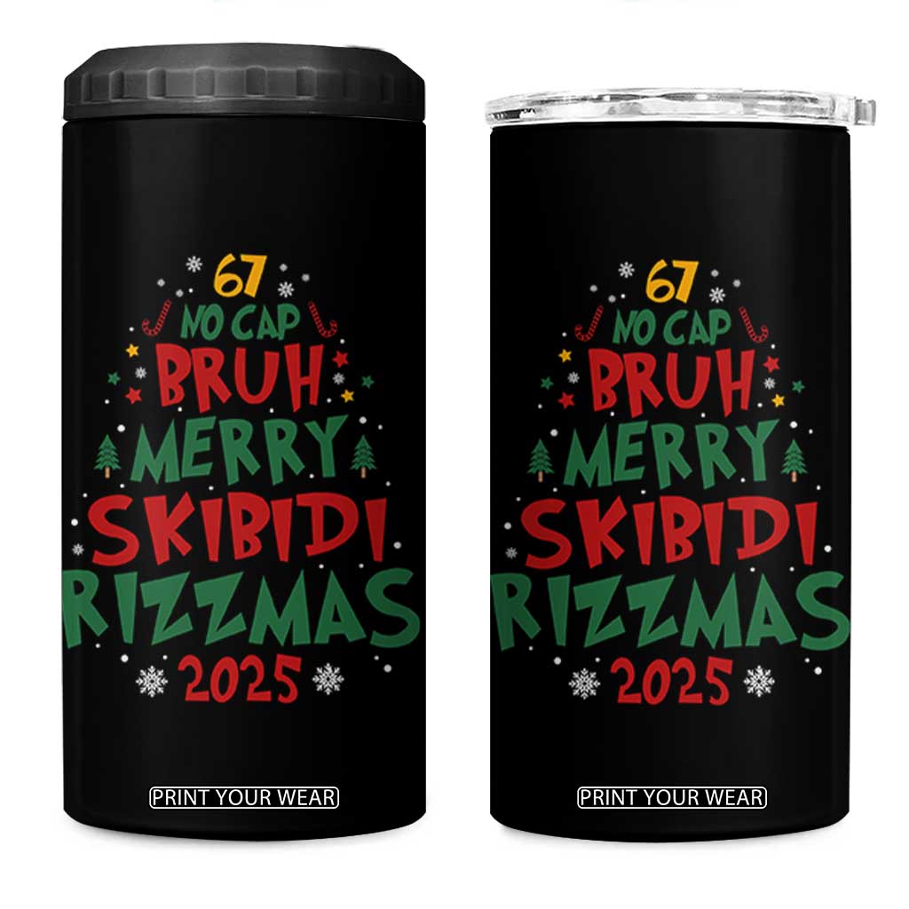 Funny Six Seven 67 Meme Christmas Tree 4 in 1 Can Cooler Tumbler Funny 6 7 Bruh Gen Alpha Slang Viral Meme TS10 One Size: 16 oz Black Print Your Wear
