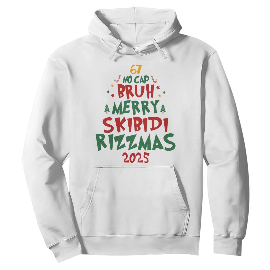 Funny Six Seven 67 Meme Christmas Tree Hoodie Funny 6 7 Bruh Gen Alpha Slang Viral Meme TS10 White Print Your Wear