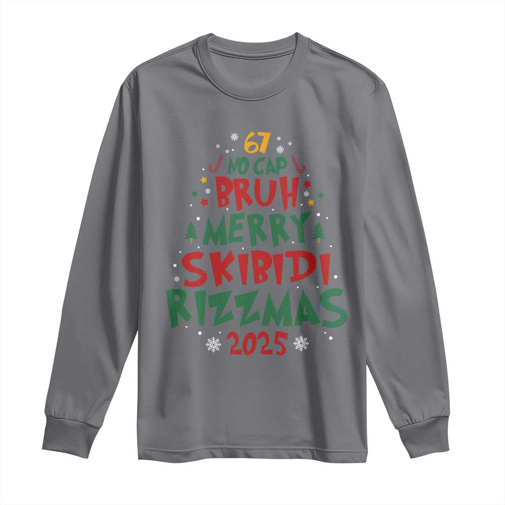 Funny Six Seven 67 Meme Christmas Tree Long Sleeve Shirt Funny 6 7 Bruh Gen Alpha Slang Viral Meme TS10 Charcoal Print Your Wear