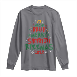 Funny Six Seven 67 Meme Christmas Tree Long Sleeve Shirt Funny 6 7 Bruh Gen Alpha Slang Viral Meme TS10 Charcoal Print Your Wear