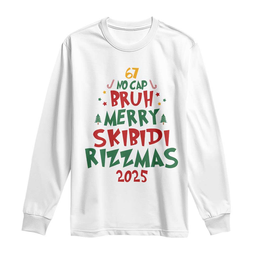Funny Six Seven 67 Meme Christmas Tree Long Sleeve Shirt Funny 6 7 Bruh Gen Alpha Slang Viral Meme TS10 White Print Your Wear