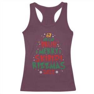 Funny Six Seven 67 Meme Christmas Tree Racerback Tank Top Funny 6 7 Bruh Gen Alpha Slang Viral Meme TS10 Maroon Print Your Wear