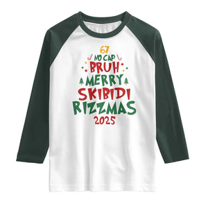 Funny Six Seven 67 Meme Christmas Tree Raglan Shirt Funny 6 7 Bruh Gen Alpha Slang Viral Meme TS10 White Dark Forest Green Print Your Wear