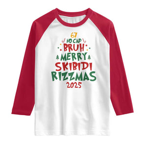Funny Six Seven 67 Meme Christmas Tree Raglan Shirt Funny 6 7 Bruh Gen Alpha Slang Viral Meme TS10 White Red Print Your Wear