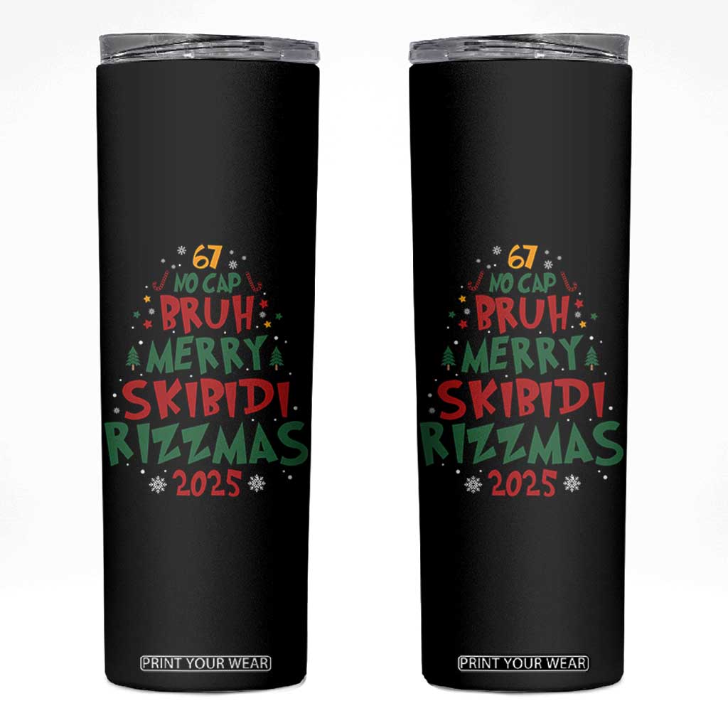 Funny Six Seven 67 Meme Christmas Tree Skinny Tumbler Funny 6 7 Bruh Gen Alpha Slang Viral Meme TS10 Black Print Your Wear