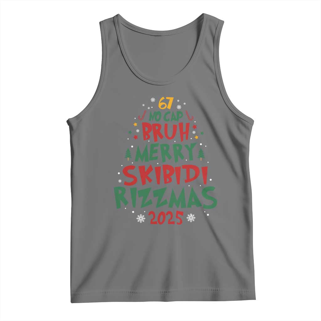 Funny Six Seven 67 Meme Christmas Tree Tank Top Funny 6 7 Bruh Gen Alpha Slang Viral Meme TS10 Black Heather Print Your Wear