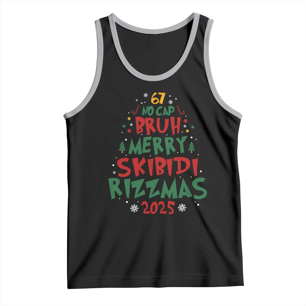 Funny Six Seven 67 Meme Christmas Tree Tank Top Funny 6 7 Bruh Gen Alpha Slang Viral Meme TS10 Black Athletic Heather Print Your Wear