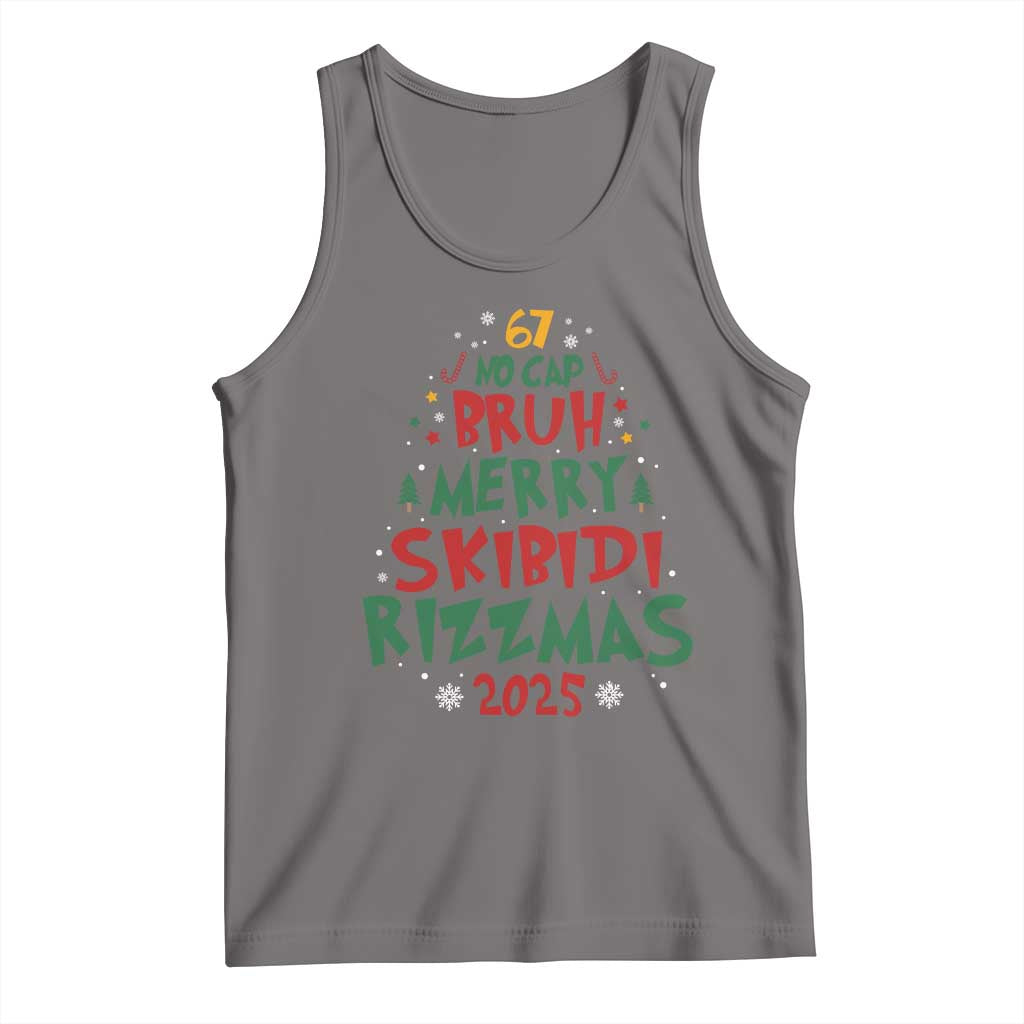 Funny Six Seven 67 Meme Christmas Tree Tank Top Funny 6 7 Bruh Gen Alpha Slang Viral Meme TS10 Deep Heather Print Your Wear