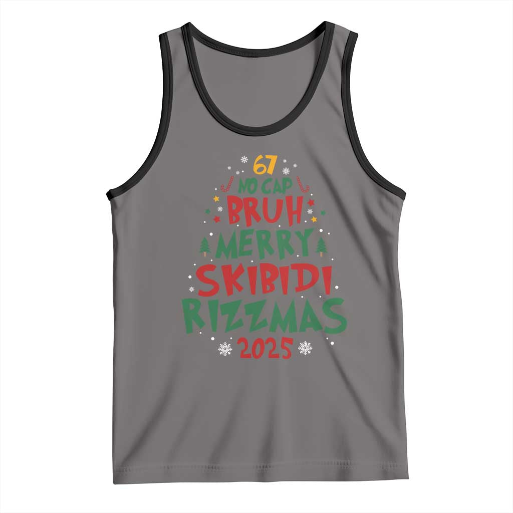 Funny Six Seven 67 Meme Christmas Tree Tank Top Funny 6 7 Bruh Gen Alpha Slang Viral Meme TS10 Deep Heather Black Print Your Wear
