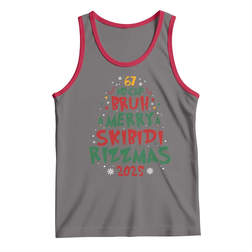 Funny Six Seven 67 Meme Christmas Tree Tank Top Funny 6 7 Bruh Gen Alpha Slang Viral Meme TS10 Deep Heather Red Print Your Wear