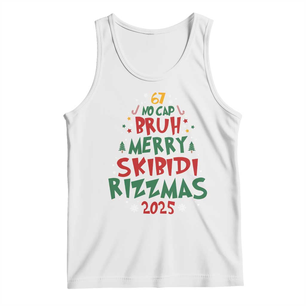 Funny Six Seven 67 Meme Christmas Tree Tank Top Funny 6 7 Bruh Gen Alpha Slang Viral Meme TS10 White Print Your Wear