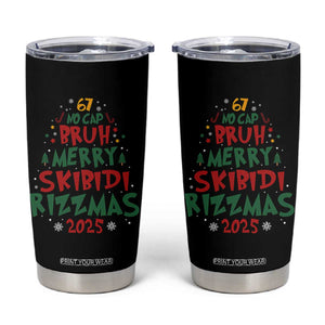 Funny Six Seven 67 Meme Christmas Tree Tumbler Cup Funny 6 7 Bruh Gen Alpha Slang Viral Meme TS10 Black Print Your Wear